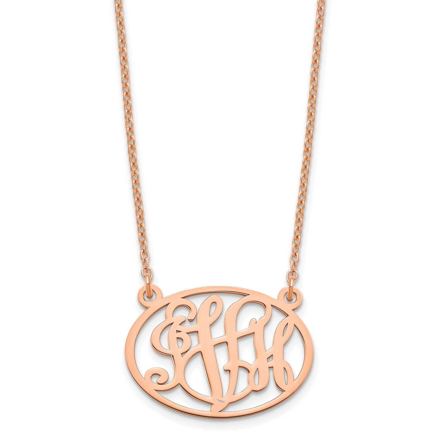 Rose-Plated Oval Monogram Necklace Sterling Silver XNA577RP, MPN: XNA577RP,