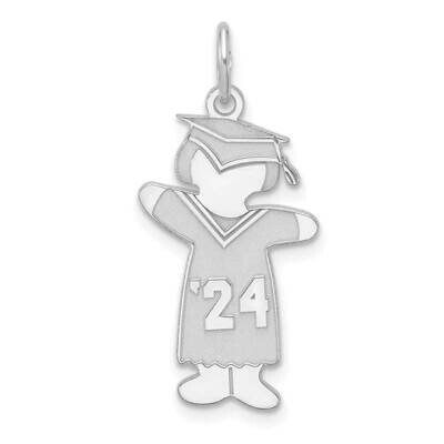 Class Of 2024 Girl Cuddle Charm Sterling Silver Rhodium-Plated XK1976SS, MPN: XK1976SS,