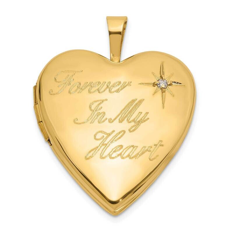 20mm Polished Forever In My Heart Diamond Heart Locket 14k Gold XL862