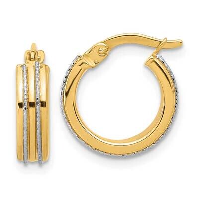 Polished Diamond-Cut Hoop Earrings 14k Two-Tone Gold TF2204, MPN: TF2204,
