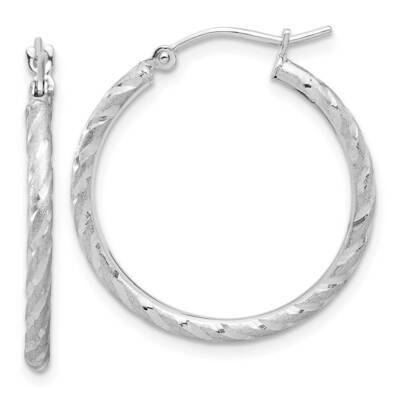 Polished Satin Diamond-Cut 2.00mm Hoop Earrings 14k White Gold TC1048W, MPN: TC1048W,