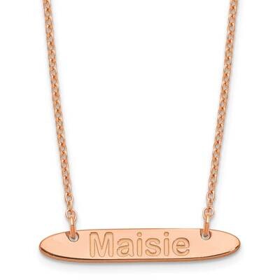 Rose-Plated Small Polished Oblong Arial Rounded Bar Necklace Sterling Silver XNA1233RP, MPN: XNA123…
