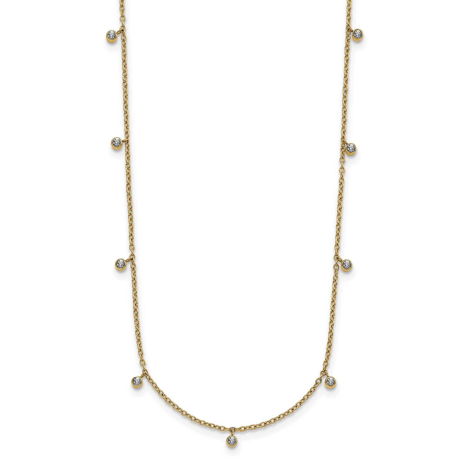 Chisel Polished Yellow Ip-Plated Clear Crystal 17.5 Inch 2 Inch Extension Necklace Stainless Steel …