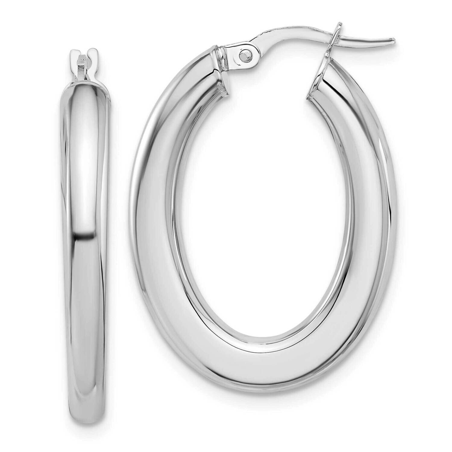 Polished Tube Oval Hoop Earrings 14k White Gold TF2200W