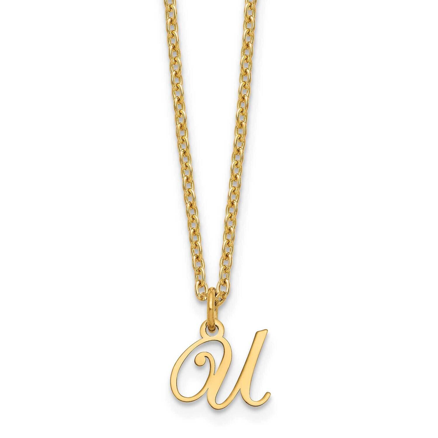 Gold-Plated Letter U Initial Necklace Sterling Silver XNA756GP/U, MPN: XNA756GP/U,