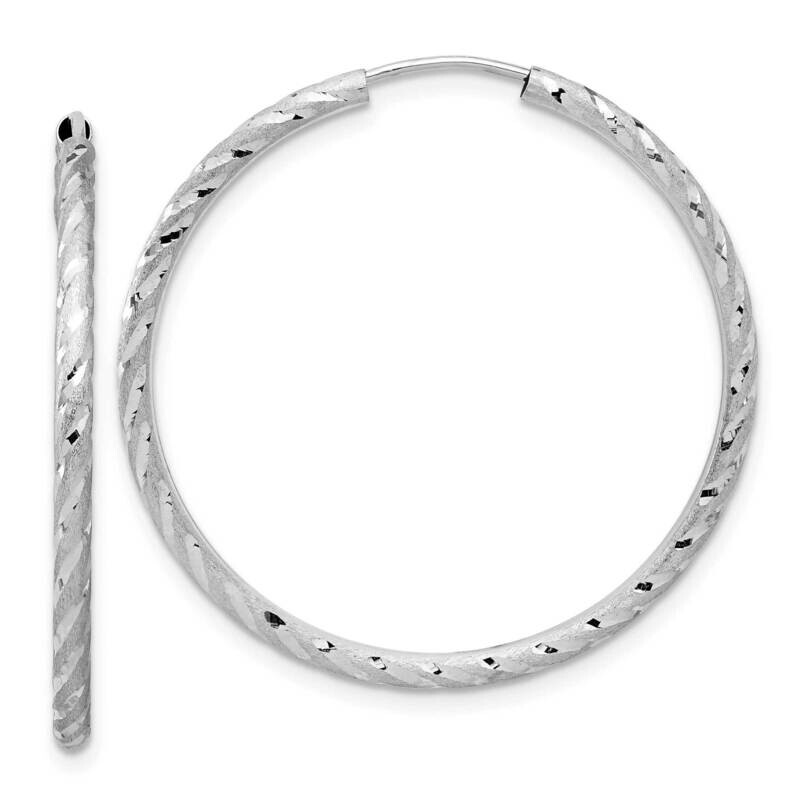 Polished Satin Diamond-Cut 2.00mm Endless Hoop Earrings 14k White Gold TF2183W, MPN: TF2183W,