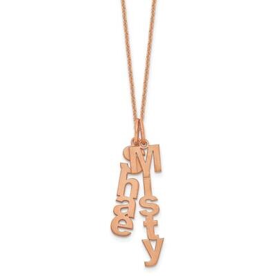 Brushed Vertical 2 Name Charm Necklace 14k Rose Gold XNA1256/2R, MPN: XNA1256/2R,