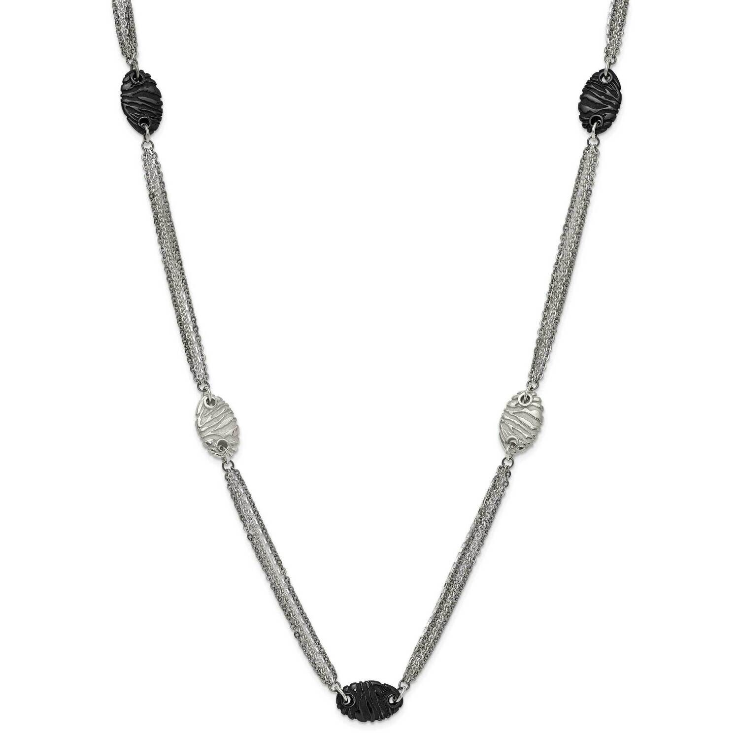 Ster.Sil Black Ti Polished Etched Necklace Titanium TBN165-36 by Chisel, MPN: TBN165-36,