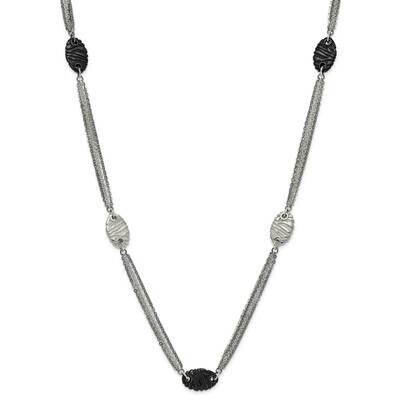Ster.Sil Black Ti Polished Etched Necklace Titanium TBN165-36 by Chisel, MPN: TBN165-36,