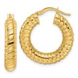 Polished 5mm Hollow Spiral Round Hoop Earrings 14k Gold TF2251, MPN: TF2251,