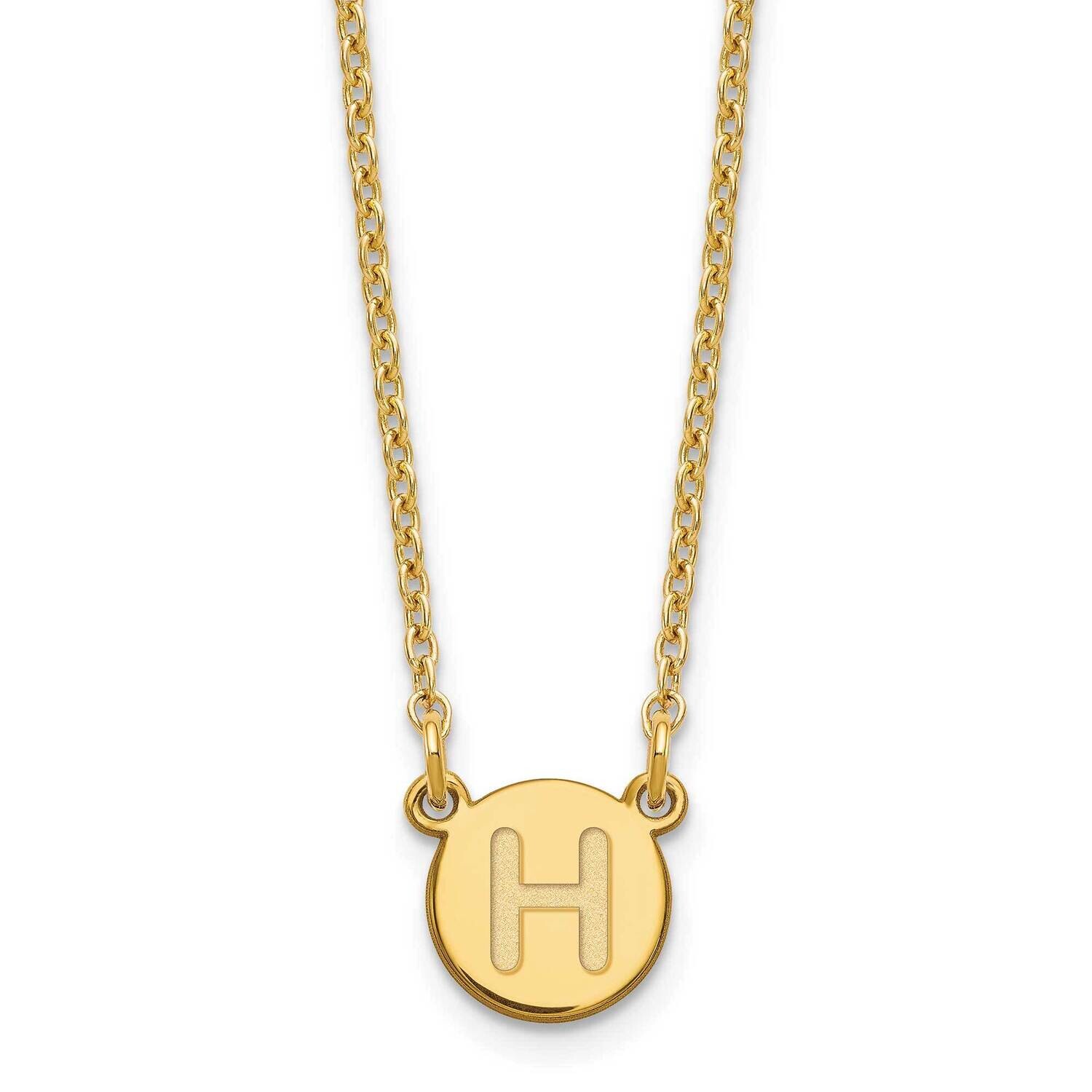 Gold-Plated Tiny Circle Block Letter H Initial Necklace Sterling Silver XNA722GP/H, MPN: XNA722GP/H,