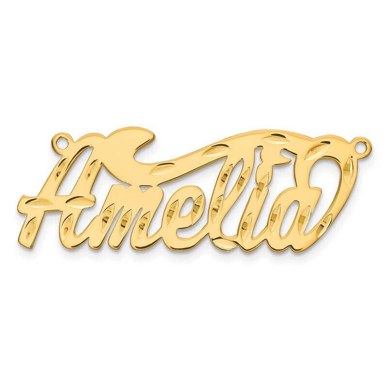 Gold-Plated Diamond-Cut Name Plate Sterling Silver XNA153GP