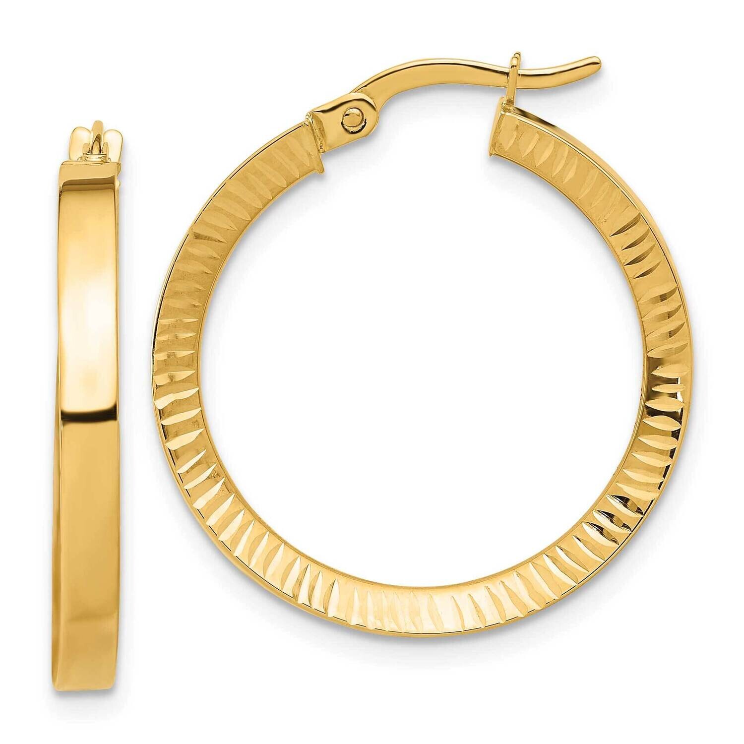 Diamond-Cut Hoop Earrings 14k Polished Gold TF2212