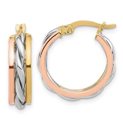 Polished Hoop Earrings 14k Tri-Color Gold TF2227, MPN: TF2227, 196904149447