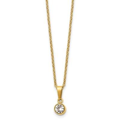Chisel Polished Yellow Ip-Plated Crystal Pendant On A 16 Inch Cable Chain A 2 Inch Extension Neckla…
