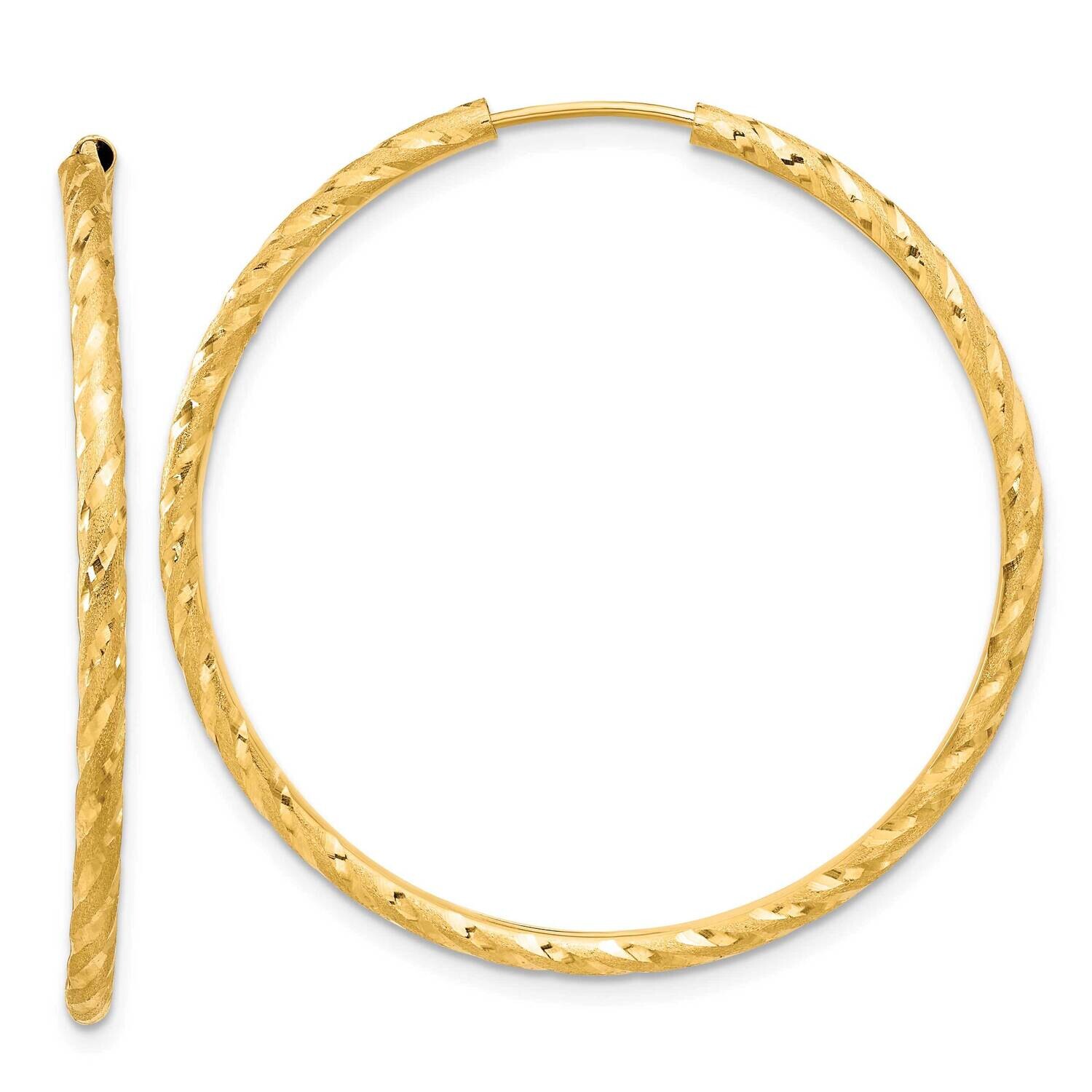 Satin Diamond-Cut 2.00mm Endless Hoop Earrings 14k Polished Gold TF2182, MPN: TF2182, 196904148921