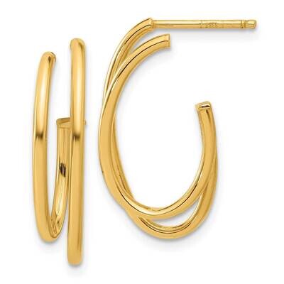 Oval Double StrJ-Hoop Post Earrings 14k Polished Gold TF2276, MPN: TF2276,