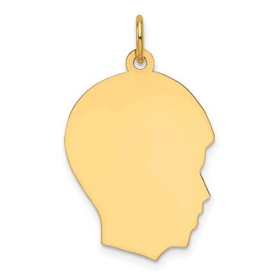Plain Medium .009 Gauge Facing Right Engravable Boy Head Charm 14k Gold XM663/09, MPN: XM663/09,