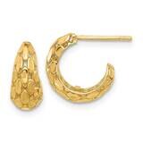 Textured J Hoop Post Earrings 14k Gold TF2350, MPN: TF2350,