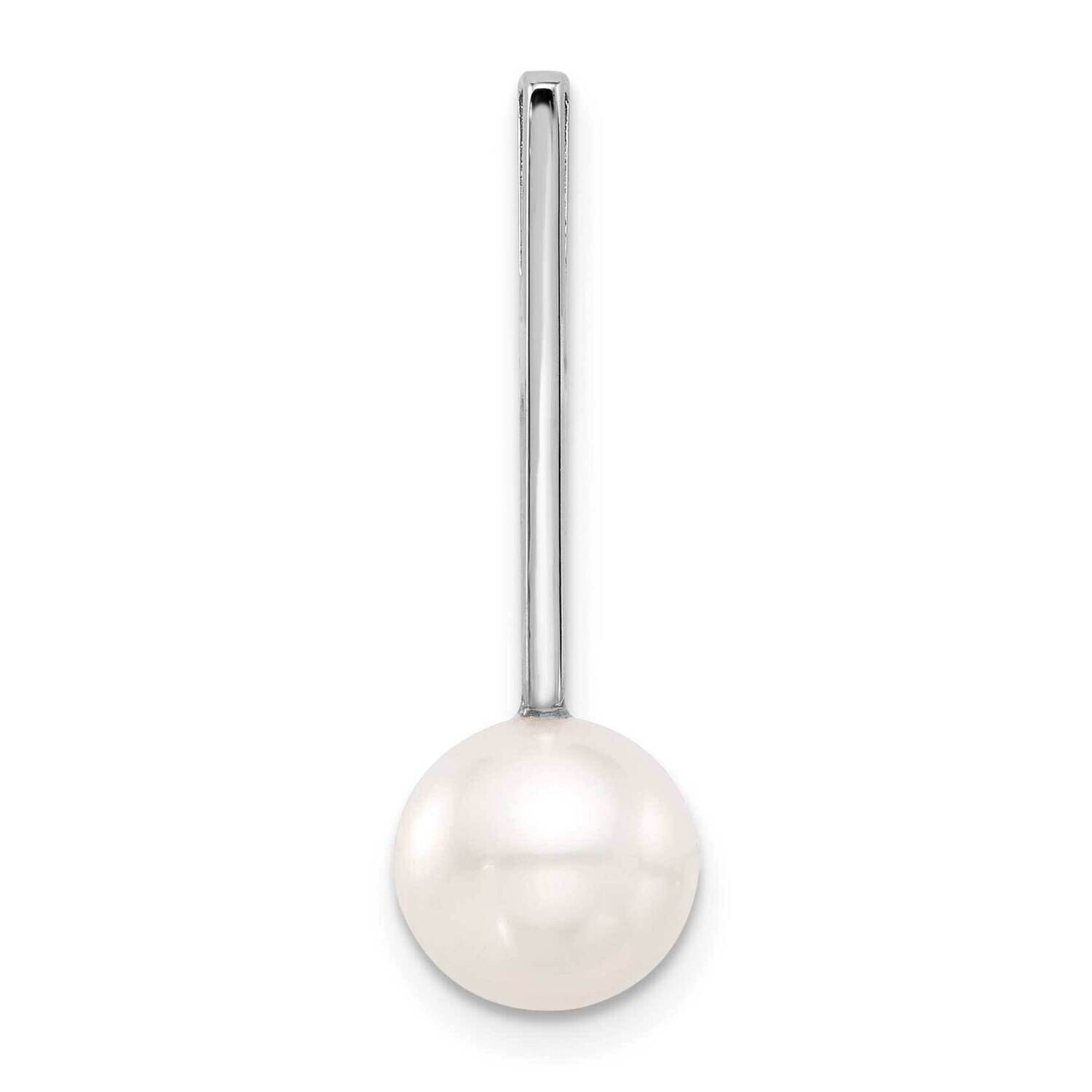 8-9mm Round Freshwater Cultured Pearl Drop Chain Slide 14k White Gold XFW829, MPN: XFW829,