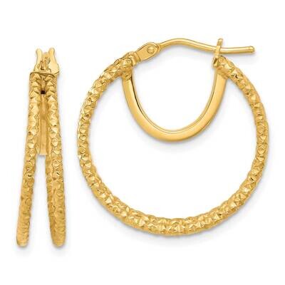 Textured Double Circle Hoop Earrings 14k Polished Gold TF2268, MPN: TF2268,