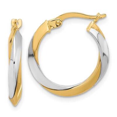 Polished Twist Hoop Earrings 14k Two-Tone Gold TF2239, MPN: TF2239, 196904100455
