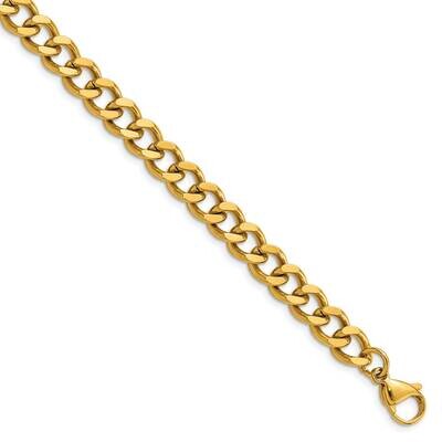 Chisel Polished Yellow Ip-Plated 8mm 24 Inch Curb Chain Necklace Stainless Steel SRN3047-24 by Chis…