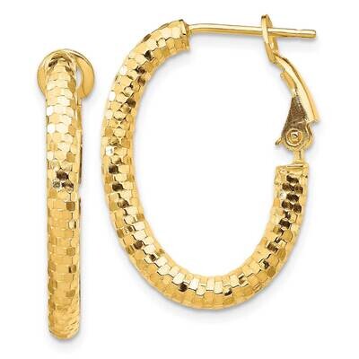 3mm Small Diamond-Cut Oval Omega Back Hoop Earrings 14k Gold TF1706, MPN: TF1706, 191101974083