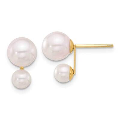 4-5mm 6-7mm White Akoya Cultured Pearl Post Earrings 14k Gold XF857E, MPN: XF857E,