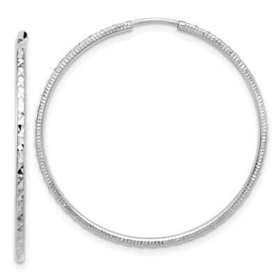 Diamond-Cut 1.50mm Endless Hoop Earrings 14k White Gold TF2178W, MPN: TF2178W,