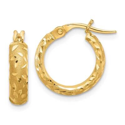 Satin 4mm Diamond Cut Hoop Earrings 14k Gold TF2221, MPN: TF2221,
