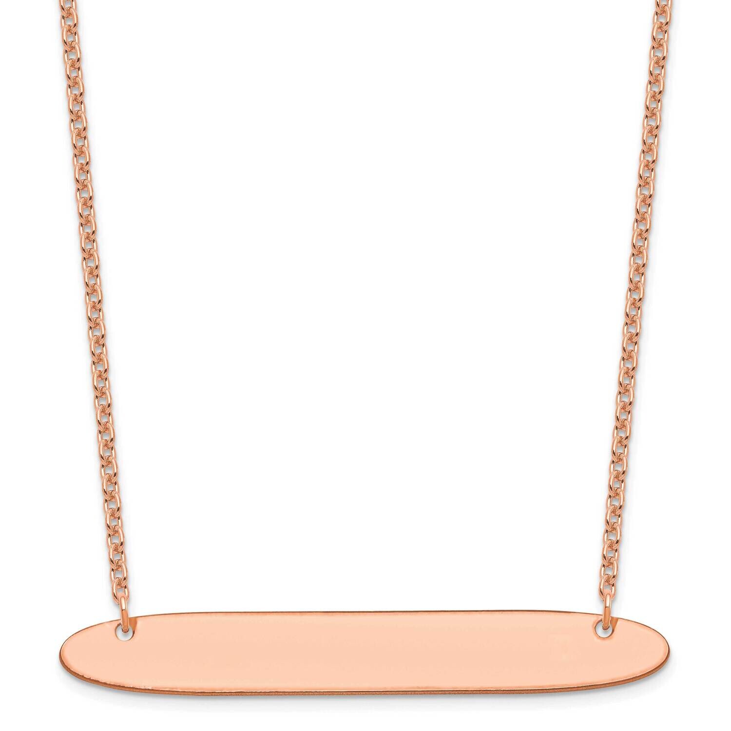 Rose-Plated Large Polished Oblong Blank Bar Necklace Sterling Silver XNA1209RP, MPN: XNA1209RP,
