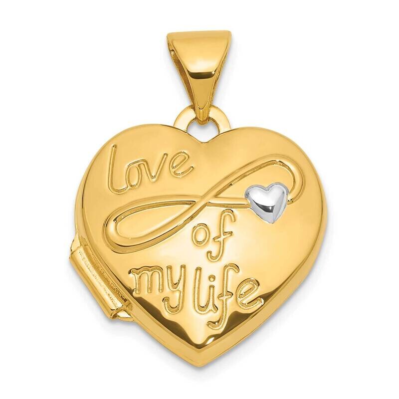 Polished Love Of My Life 15mm Heart Locket 14k Gold White Rhodium XL856