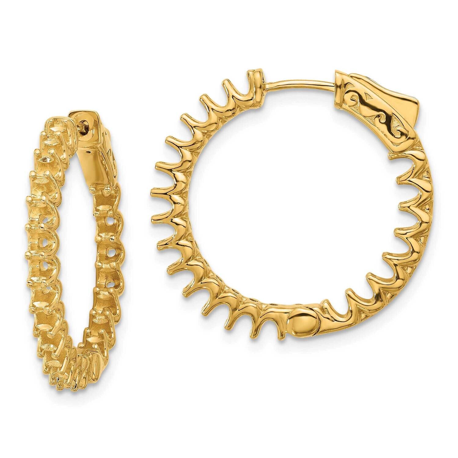 2.1Ct 42-2.3mm In Out Hoop Safety Clasp Earring Mountings 14k Gold XE3269, MPN: XE3269,