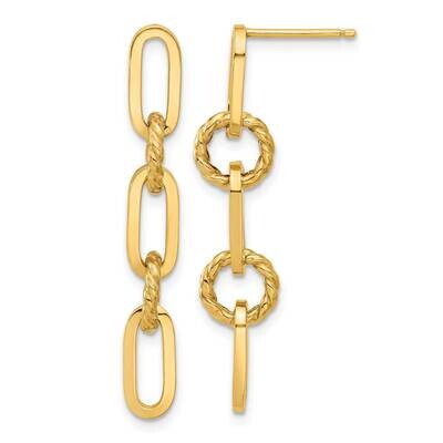 Chain Link Dangle Post Earrings 14k Polished Gold TF2318, MPN: TF2318,