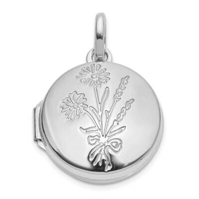 Polished Floral 16mm Granddaughter Reversible Round Locket 14k White Gold XL866W, MPN: XL866W,