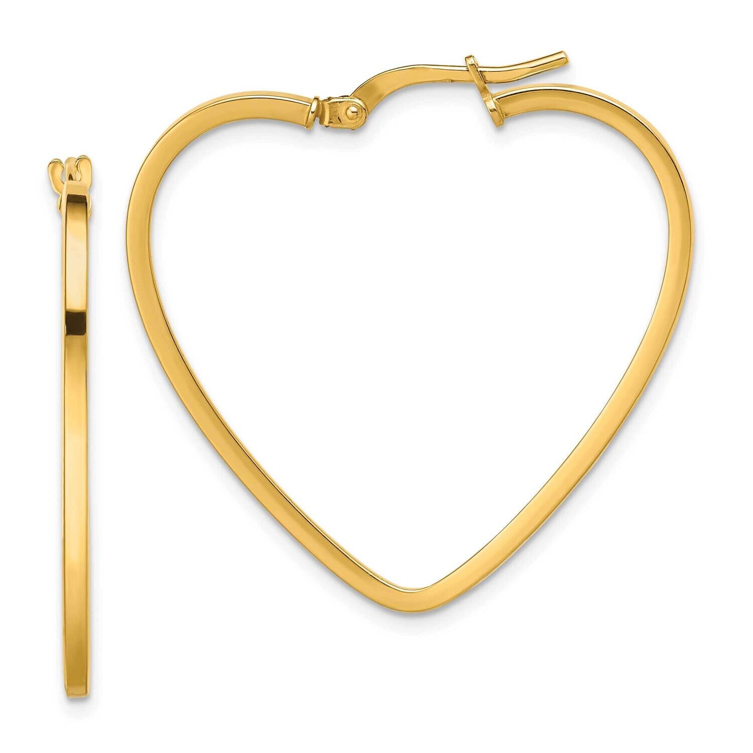 Heart Hoop Earrings 14k Polished Gold TF1744