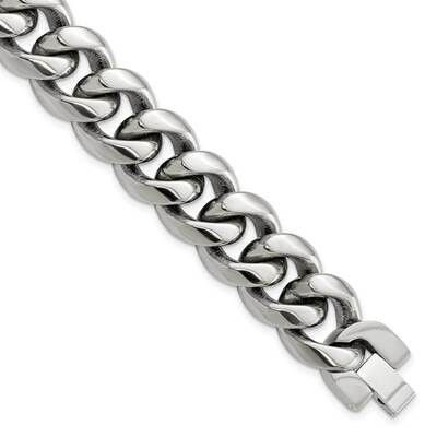 Polished 14.50mm Curb 22 Inch Necklace Titanium TBN289-22 by Chisel, MPN: TBN289-22,