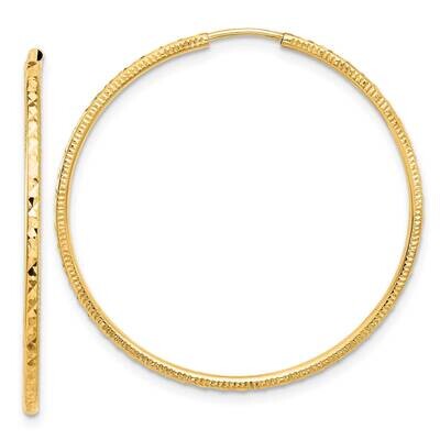 1.50mm Endless Hoop Earrings 14k Gold Diamond-Cut  TF2178, MPN: TF2178,
