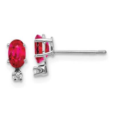 Diamond Ruby Birthstone Earrings 14k White Gold XBE186W, MPN: XBE186W,