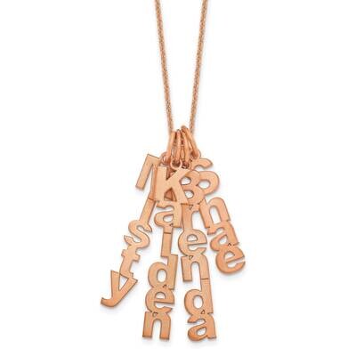 Brushed Vertical 4 Name Charm Necklace 14k Rose Gold XNA1256/4R, MPN: XNA1256/4R,