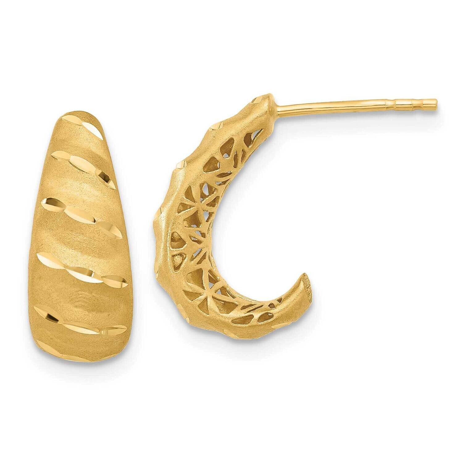 Satin Diamond-Cut J-Hoop Earrings 14k Gold TF2353, MPN: TF2353,