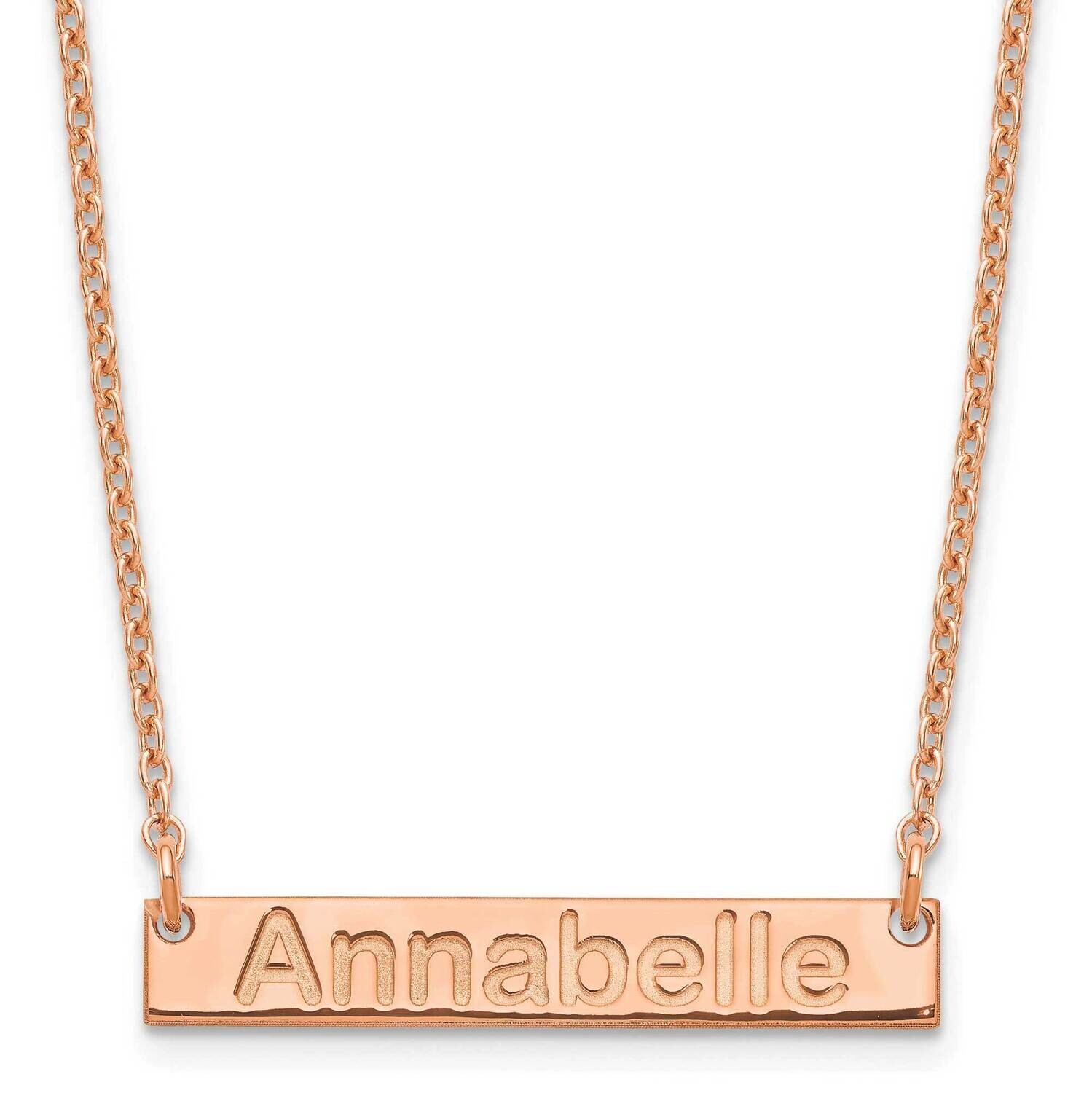 Rose-Plated Small Polished Arial Rounded Bar Necklace Sterling Silver XNA1231RP, MPN: XNA1231RP,