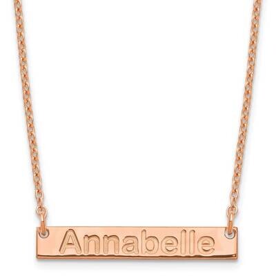 Rose-Plated Small Polished Arial Rounded Bar Necklace Sterling Silver XNA1231RP, MPN: XNA1231RP,