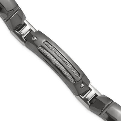 Ster.Sil Anodized Black Ti Polished Cable Link Bracelet 8 Inch Titanium TBB171-8 by Chisel, MPN: TB…