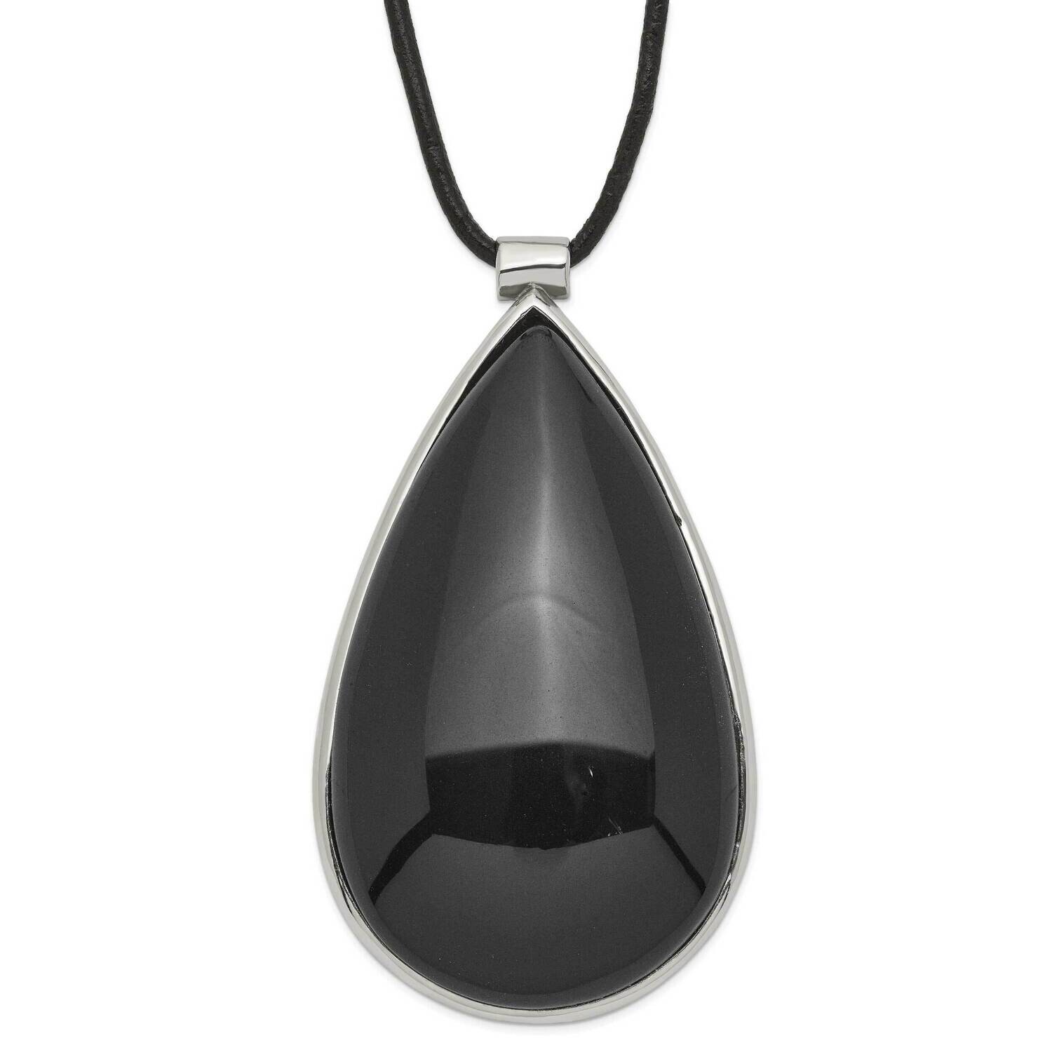 Black Glass Teardrop 1.5 In Extension Necklace Stainless Steel SRN646-20 by Chisel, MPN: SRN646-20,…