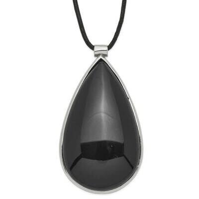 Black Glass Teardrop 1.5 In Extension Necklace Stainless Steel SRN646-20 by Chisel, MPN: SRN646-20,…