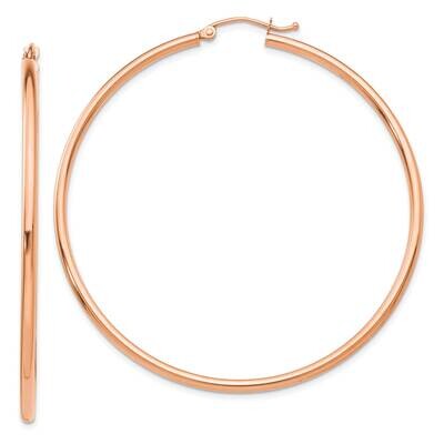 Polished 2X55mm Lightweight Tube Hoop Earrings 14k Rose Gold T922RL, MPN: T922RL,