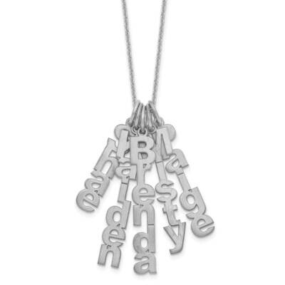 Brushed Vertical 5 Name Charm Necklace 14k White Gold XNA1256/5W, MPN: XNA1256/5W,