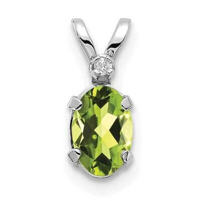 Diamond Peridot Birthstone Pendant 14k White Gold XBE163W, MPN: XBE163W,